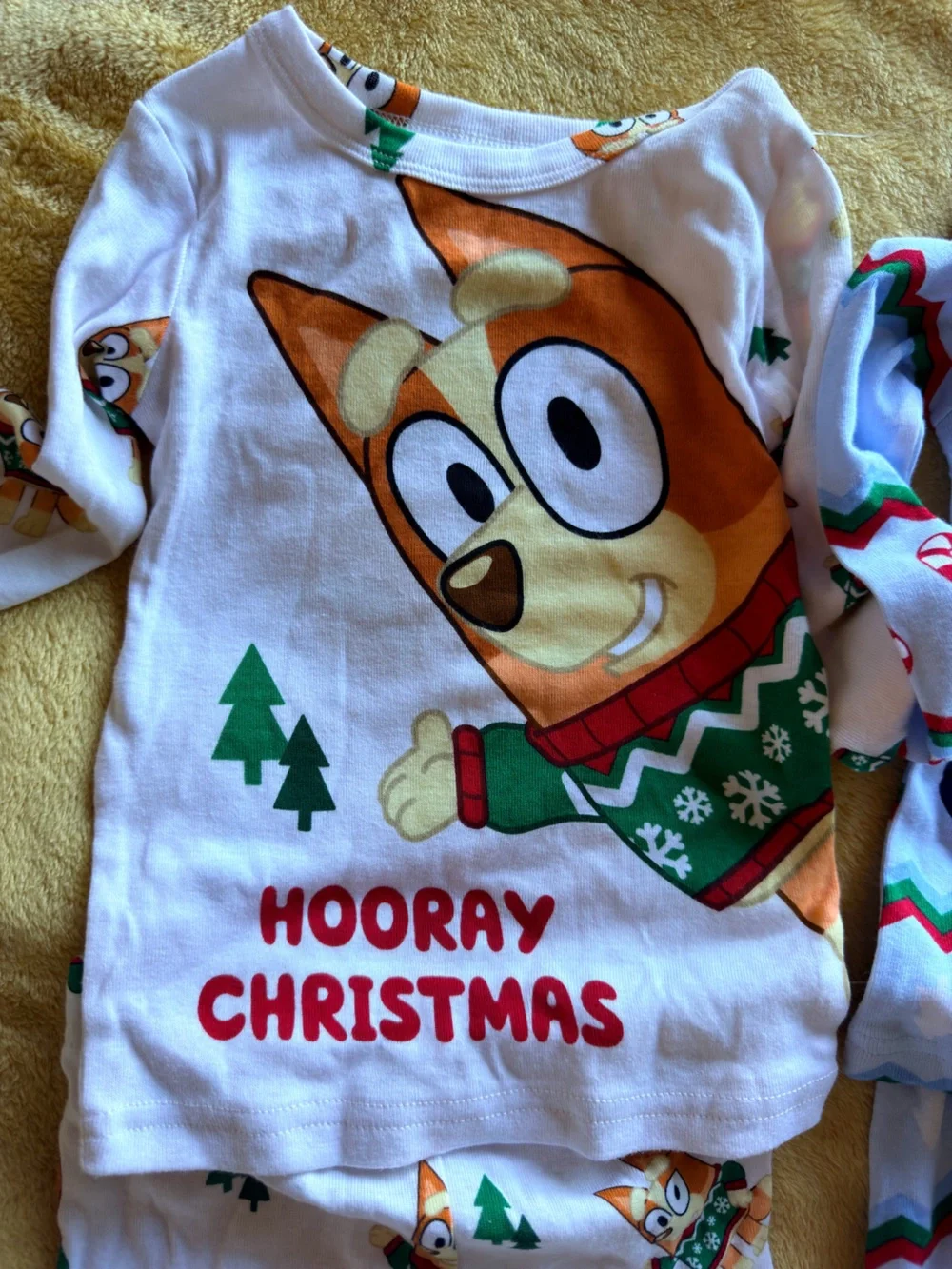 Bluey Holiday Pajama Set - White and Light Blue | 18 month